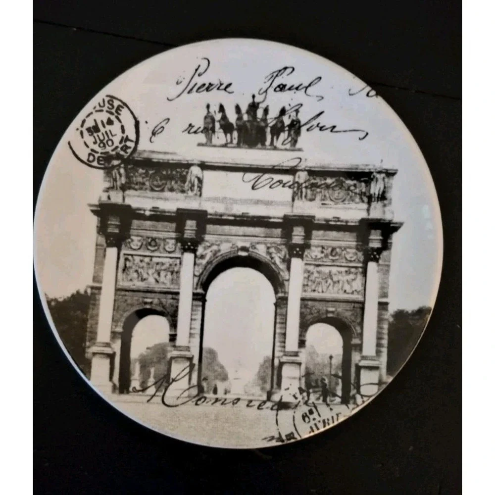 French Inspired Canape Plates with storage box set of 4 Tina Higgins New